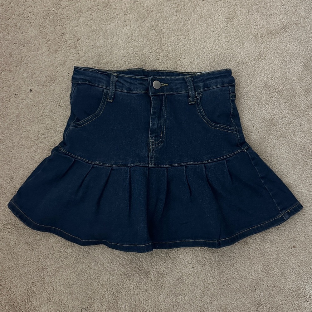 cargo flare mini skirt blue denim